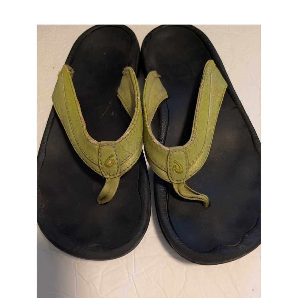 OluKai Ohana Flip Flop Sandal Lime Green Women's Size 7 - Picture 2 of 7